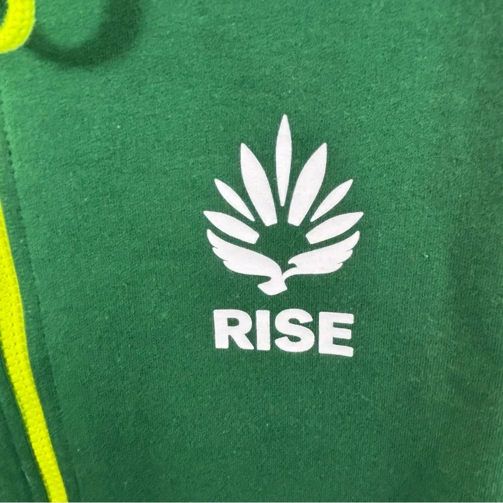 Men’s Rise Dispensary Fill Zip Green Hoodie Anytime Anywhere Logo Size XL_6